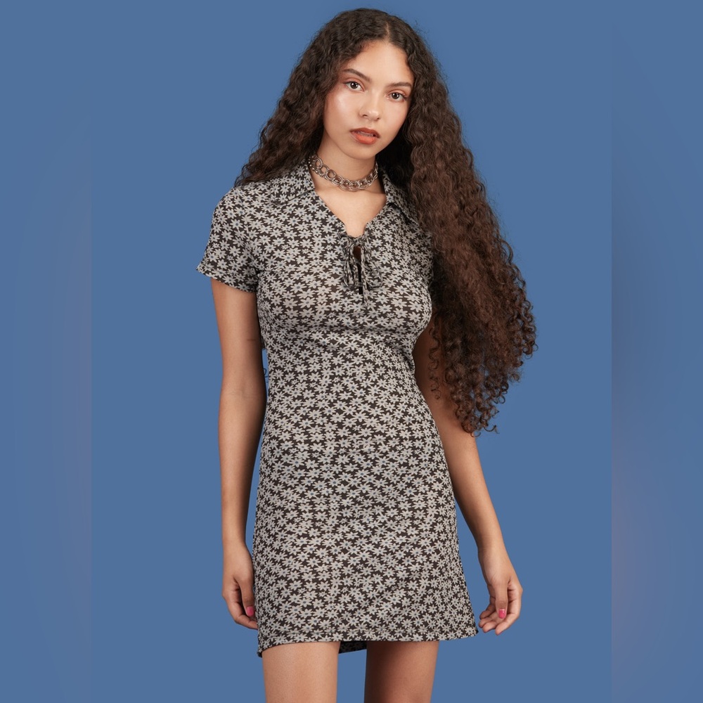 UNIF Corin Dress in Black/Grey Floral
